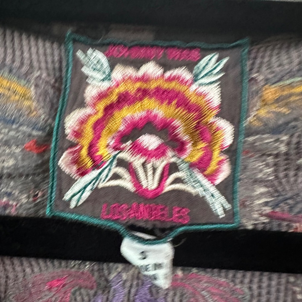 Johnny Was Camo Thermal Cotton Floral Embroidered Long Sleeve Top Small Waffle - Picture 5 of 10